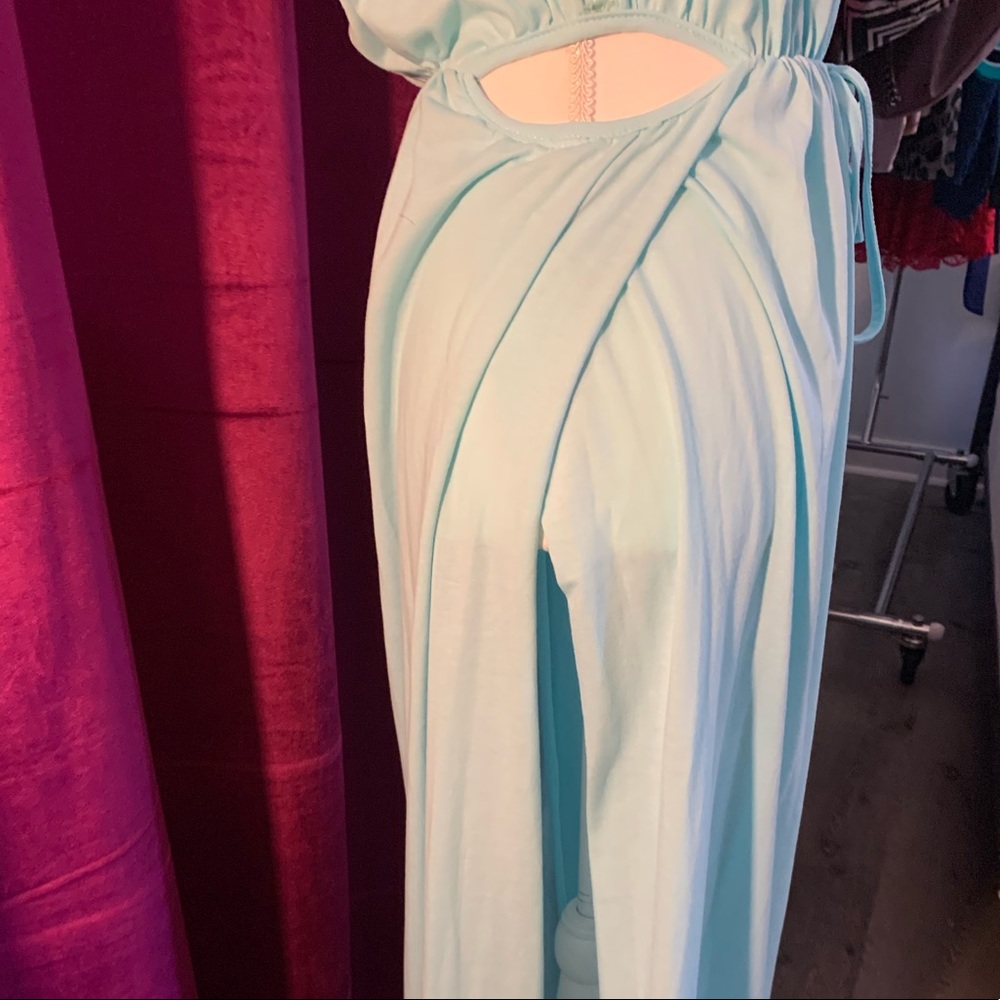 Lt Blu size S vacay dress 100% cotton & adjustable 2 covered openings, worn once